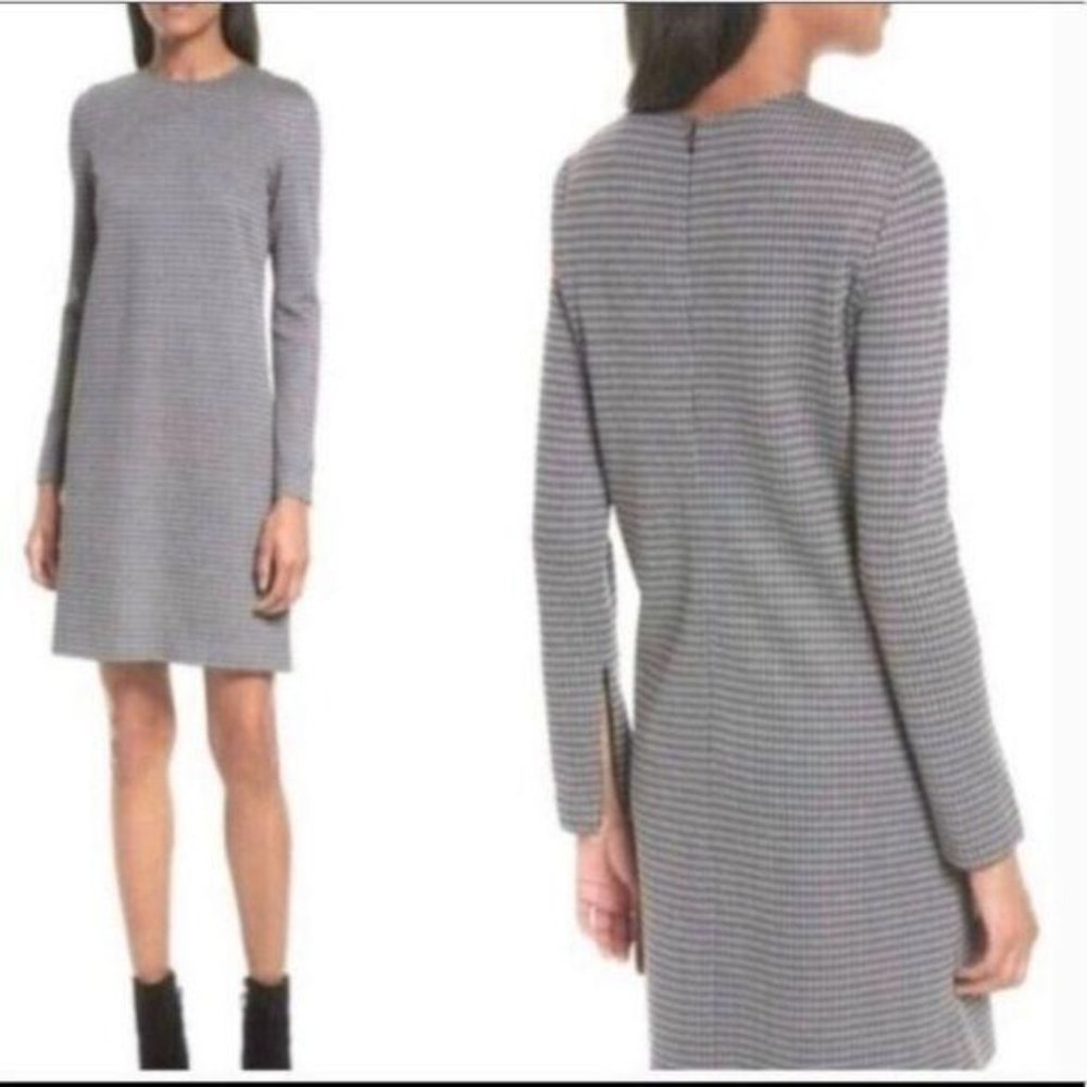 Theory Black Houndstooth Long Sleeve Dress Size 4